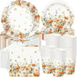250 Pcs Fall Floral Party Decorations Include Autumn Flowers Paper Plates by Ziliny