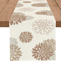 Coffee Brown Dahlia Table Runner Modern Elegant Flower Beige Table Runners by WHOMEAF
