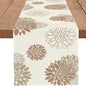 Coffee Brown Dahlia Table Runner Modern Elegant Flower Beige Table Runners by WHOMEAF