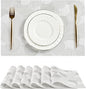 Leetaltree White Placemats Set of 6 - Heat Resistant Non-Slip Place mats for Dining Table, Washable Durable PVC Vinyl Woven Table Mats（White Circle, 6）