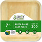Compostable Palm Leaf Plates 7 Inch Square (100 Pack) | Disposable Biodegradable Plates Like Bamboo & Wooden | Microwave & Oven Safe | Eco-Friendly
