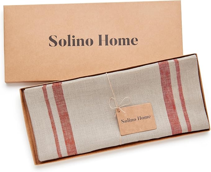 Solino Home 100% Pure Linen Table Runner, 14 x 72 in, French Stripe | Table - Image 5