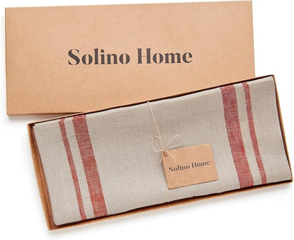 Solino Home 100% Pure Linen Table Runner, 14 x 72 in, French Stripe | Table - Image 5