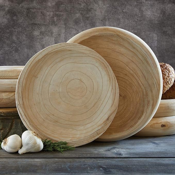 Santa Barbara Design Studio Wood Serving Bowl, Hand Carved Paulownia Wood Fruit - Image 6