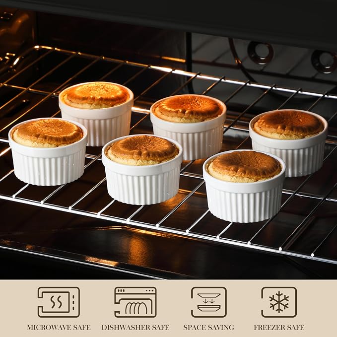 MALACASA Ramekins 4 oz Oven Safe, Porcelain Creme Brulee Ramekins Pudding - Image 4
