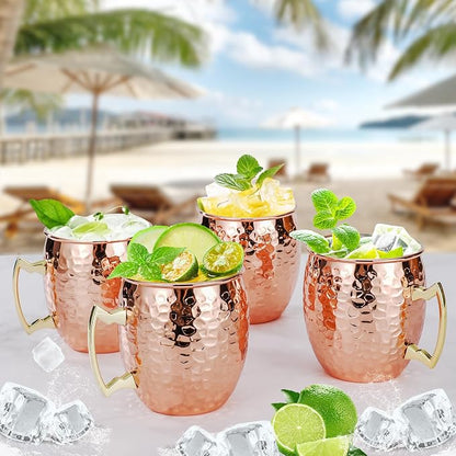 Amrules Moscow Mule Mugs Set of 4, 16 OZ Hammered Copper Cups - Image 2