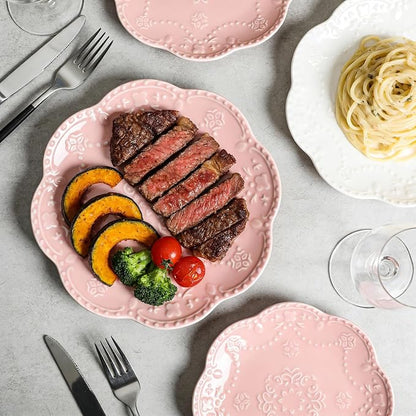 Gaolinci European Palace Series Lace Embossed Ceramic Dinner Plate - Image 4
