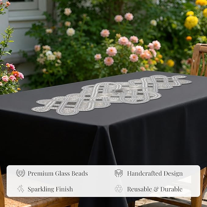 Handmade Beaded Table Runner 13 x 36 Inch, Elegant Dining Table Centerpiece - Image 8