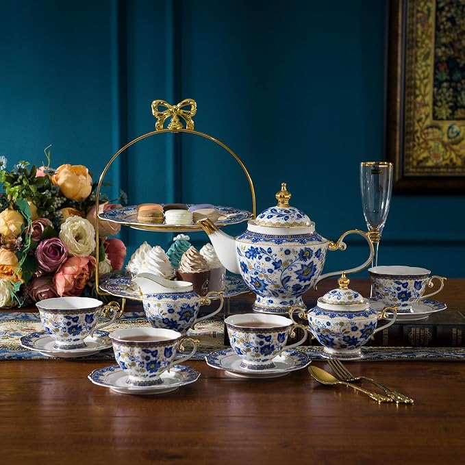 ACMLIFE Tea Set for Adults, Vintage Tea Sets, Bone China Tea Set, Tea Cup Set - Image 9
