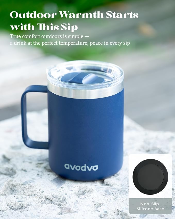 12oz Insulated Coffee Mug with Lid – Includes Two Lids, Stainless Steel Coffee - Image 6