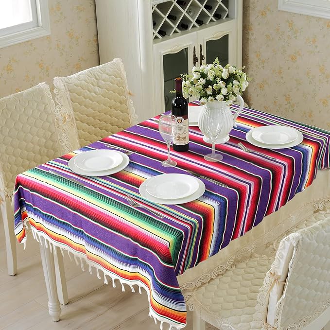 Fowecelt Mexican Serape Blanket Tablecloth 59 x 84 Inch - Image 7