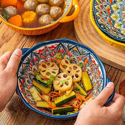 2 Pack Boho Ceramic Serving Bowls - Image 7