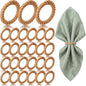 25 Pcs Boho Woven Rattan Napkin Rings Bulk Rustic Style Round Dining Table by Ferrochef