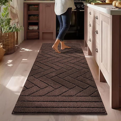 Kitchen Rugs,24" x 59" Non Slip Kitchen Mats for Floor-Thick Stain Resistant Kitchen Floor Mat Runner Carpet for Hallways Entryway Laundry Room Washable(Camel)