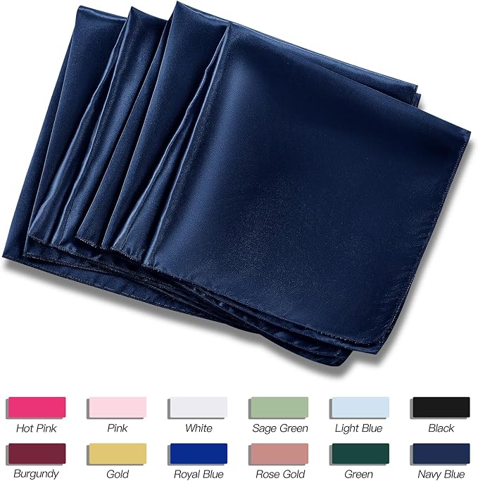 P Pothuiny 50 Pcs Navy Blue Satin Napkins 17 x 17 Inch, Satin Cloth Napkins | - Image 6