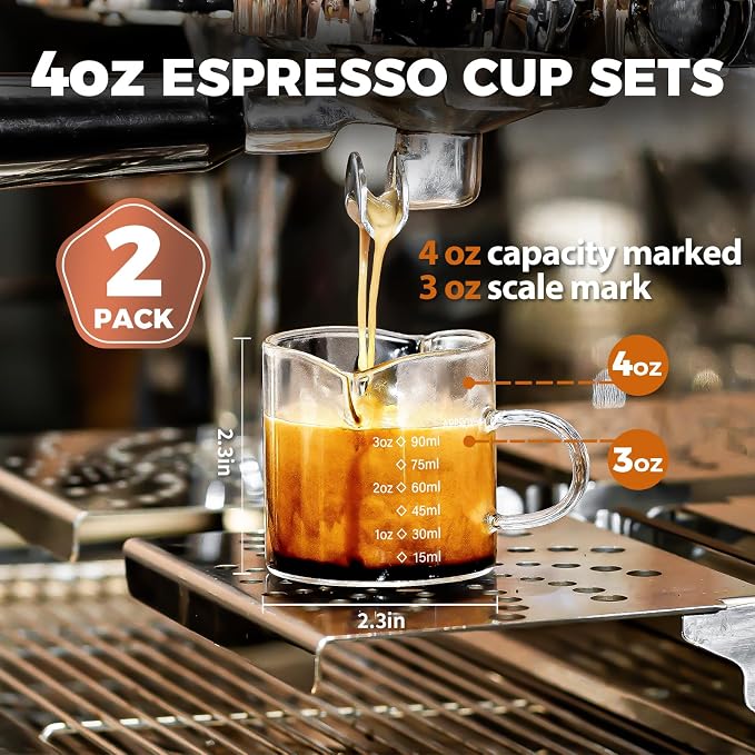 4 Oz Espresso Shot Cups Set of 2 Double Spout - Image 2