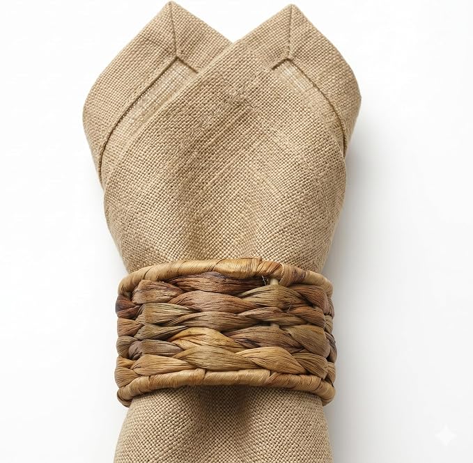 Napkin Rings – Pack of 12, Handwoven Rustic Table Décor - Image 3