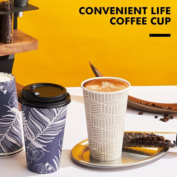 RACETOP Coffee Cups with Lids 16 oz, 100 Pack Disposable To Go Cups, To-go - Image 6