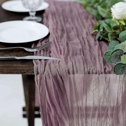 Efavormart 10ft Violet Amethyst Cheesecloth Table Runner - Image 9
