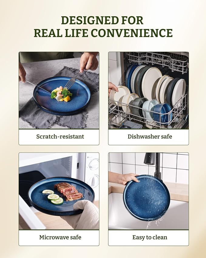 famiware Star Salad Plates for 6, 8 inches Plate Set, Stoneware Dinnerware - Image 8