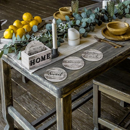 Queekay Coasters Set of 6 House Warming Gifts New Home Wooden Farmhouse Drink - Image 7