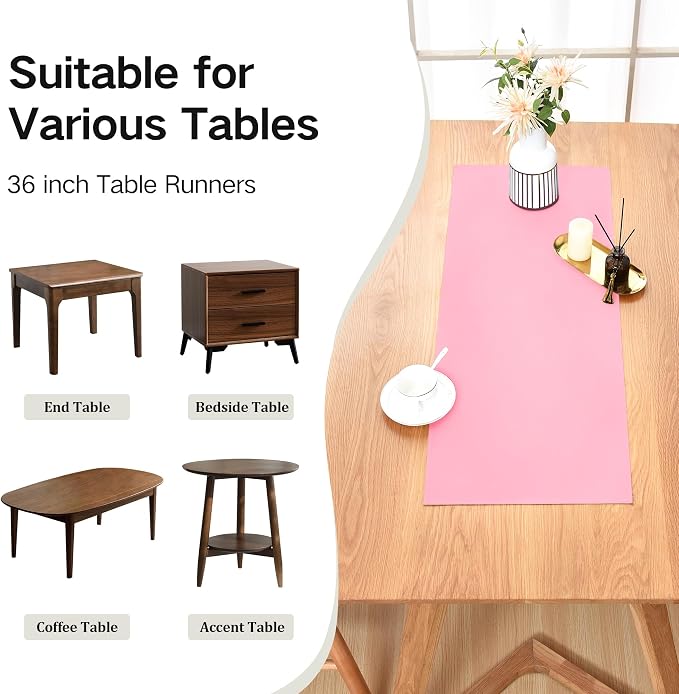 Wolkemer Farmhouse Pink Table Runner Small Short Table Runners 36 Inches | - Image 5
