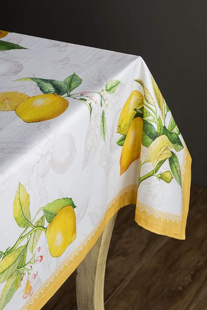 Maison d' Hermine Table Cloth Rectangle Table 100% Cotton 70 x 108 Inches Tablecloth Reusable Decorative for Dining Room Farmhouse Home Valentines Day Decorations Spring Summer - Limoncello
