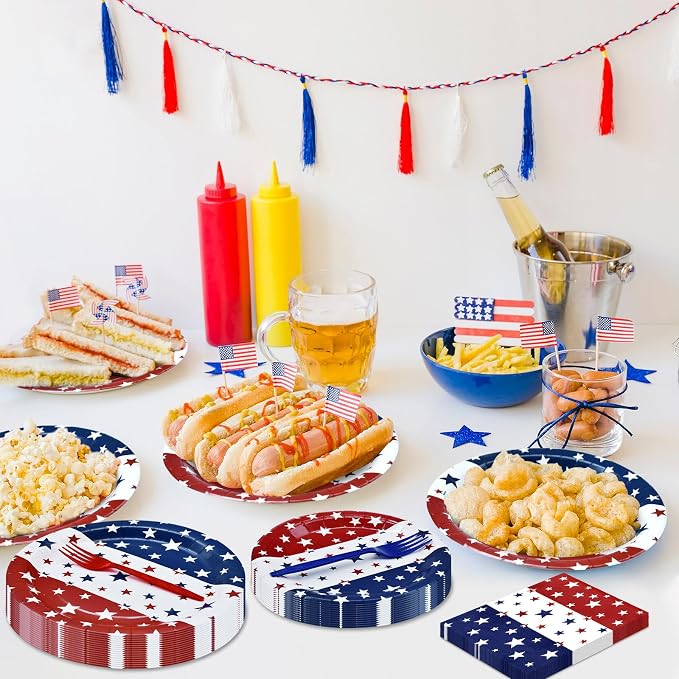 96 Pieces Patriotic Tableware Set Party Supplies - Image 5