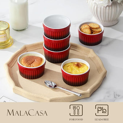 MALACASA Ramekins 4 oz Oven Safe, Small Ceramic Souffle Dishes - Image 3