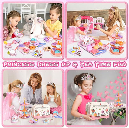 Tea Party Set for Little Girls, Princess Cape & Jewelry, Carrying Case - Image 2