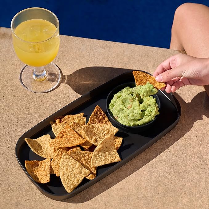 madesmart dipware Small Serving Plate, Stackable & Removable Dip Bowl for Salsa, Queso, Salad, Olives, Dishwasher & Microwave Safe, Multipurpose Plate & Bowl, Carbon