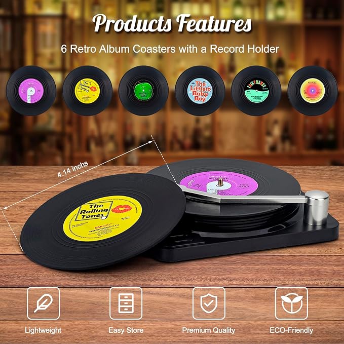 Retro Vinyl Record Coasters - Image 2
