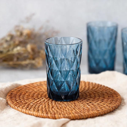 Bandesun Drinking Glass set of 6 Modern Glassware Diamond Pattern Tumbler - Image 6