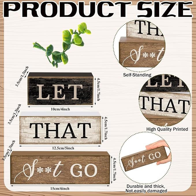 Moucuny 4 Pcs Bathroom Shelf Decor Sign Farmhouse Bathroom Decor and - Image 3