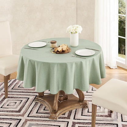 Tablecloth Linen Textured Waterproof & Stain Resistant Table Cloth Wrinkle Free Decorative Fabric Farmhouse Table Cover for Dining/Party/Buffet/Wedding, 60 x 60 Inch, Sage Green