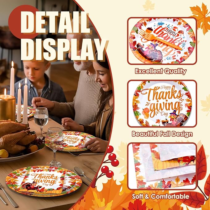 96 Pieces Happy Thanksgiving Tableware Set Party Supplies - Image 3