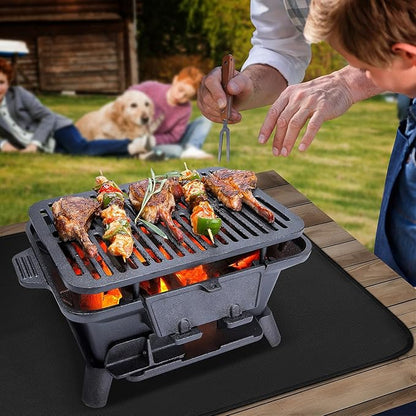 SUNICO Heat Resistant Mats for Countertop and Grill Table, Fireproof Small Grill Mats for Outdoor Grill Table Mat, Portable Charcoal and Gas Grill, Hibachi Grill, Pizza Oven 15x18x0.04in, Black