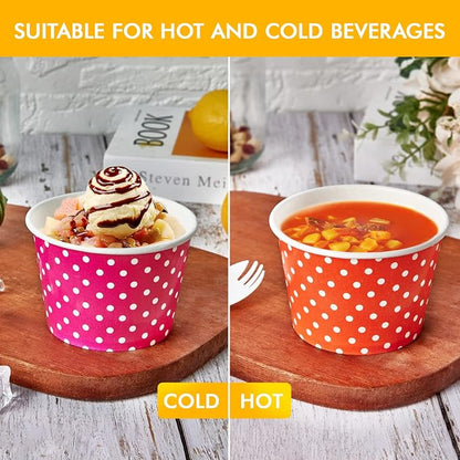150 Pack 8 oz Ice Cream Cups, Disposable Paper Dessert Cups | three color - Image 4
