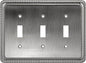 Henne Bery Rope Edge Decorative Wall Plate Switch Plate Outlet Cover (Triple Toggle, Heirloom Silver)