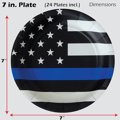Havercamp Thin Blue Line Plates-24 Pack-7 Inch-Police Party Plates | Set of 24 - Image 3