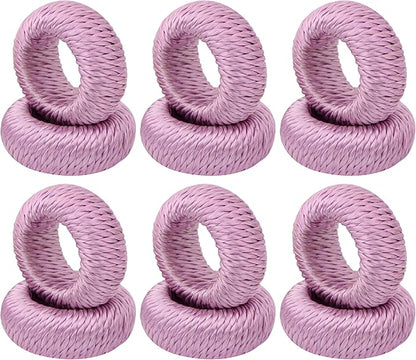 ALPHA Living HOME Napkin Rings for Dinner Table Set of 12 - Handmade Rayon Farmhouse Table Decor, Boho Chic Wedding Accessories, Holiday Party Decor, Dining Table Setting (Purple)