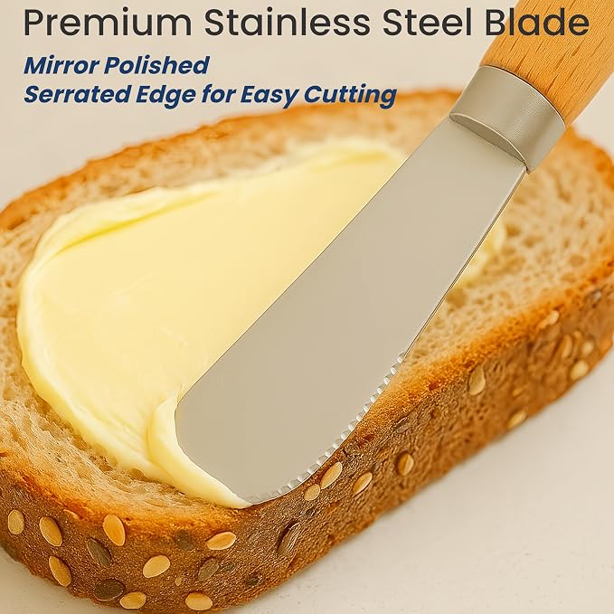 Butter Knives Set of 2, Wood Handle, Durable Stainless Steel Blade, Butter Knife - Image 2