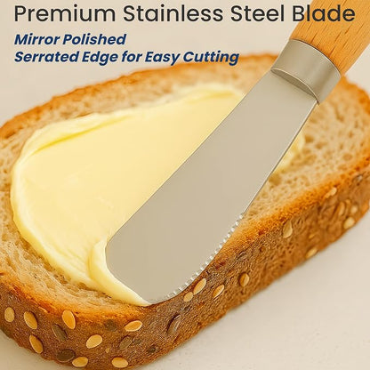 Butter Knives Set of 2, Wood Handle, Durable Stainless Steel Blade, Butter Knife - Image 2