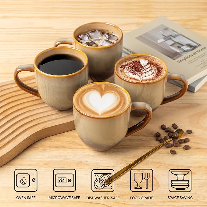 theterra Ceramic Coffee Mugs Set of 6, 12 oz Coffee Cups - Image 4