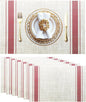 Placemats Set of 6 Vinyl Washable Placemats, 18"x12" Wipeable Heat-Resistant Non-Slip Easy Clean Table Mats Ideal for Dining Table Table Runner and Outdoor (6, Red Wide Stripe)