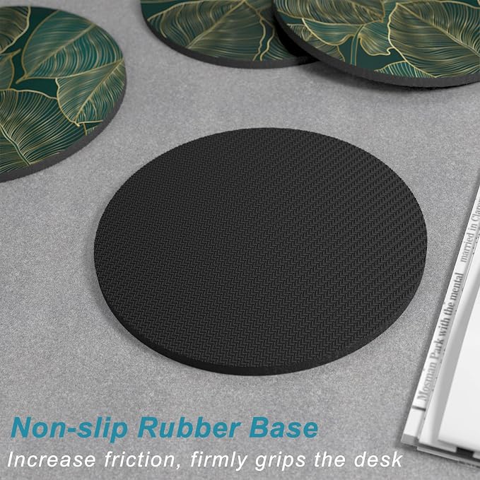 Coasters for Drinks, Kitchen Home Decor Housewarming Gift, Round 4 in - Image 5