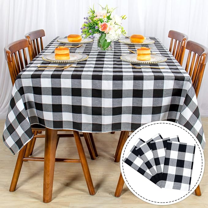 ShinyBeauty Checkered Table Cloths Cotton Tablecloth Gingham Tablecloth Square - Image 2