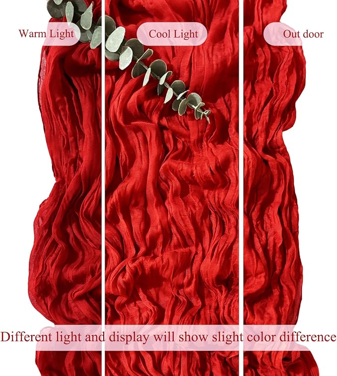 6Pack Red Cheesecloth Table Runner, 17 x 108 inch Sheer Red Table Runner | Boho - Image 5