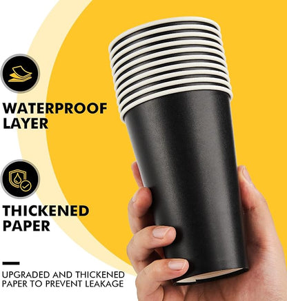 RACETOP 16 oz 50 Pack Black Disposable Coffee Cups - Image 6