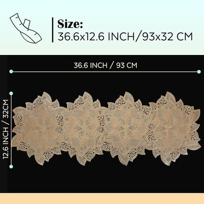 FAVE Gold Table Runners 36 Inches Flower Shaped Short Table Runner | Washable - Image 5
